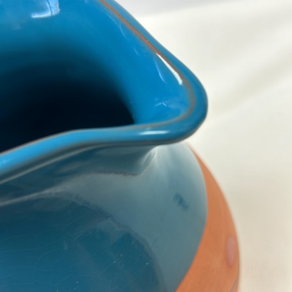 Vintage blue glazed terra cotta pitcher made in Portugal for Himark - Picture 7 of 10